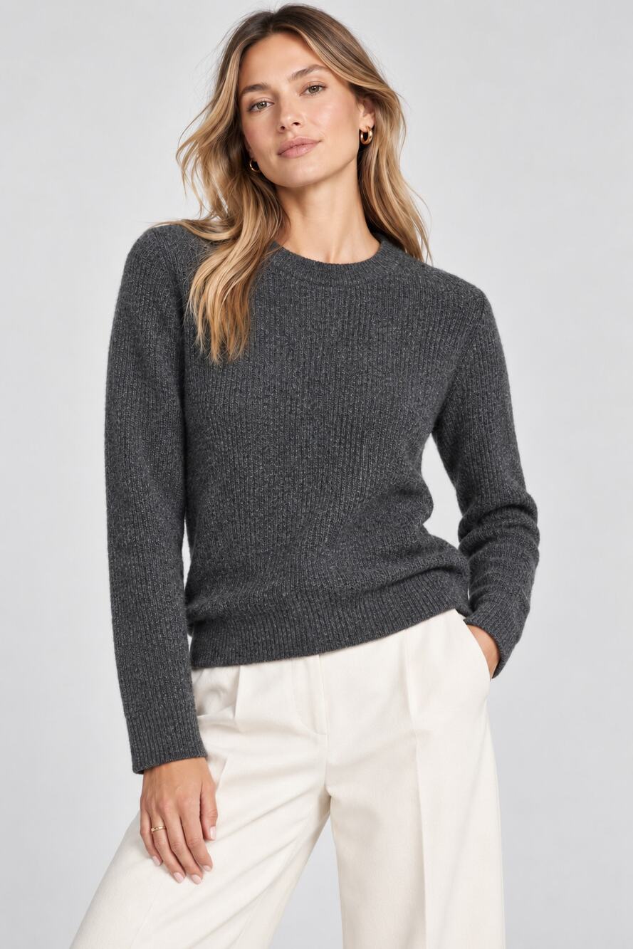 Jenni Kayne Cashmere Fisherman Sweater Heather Gray Size XS